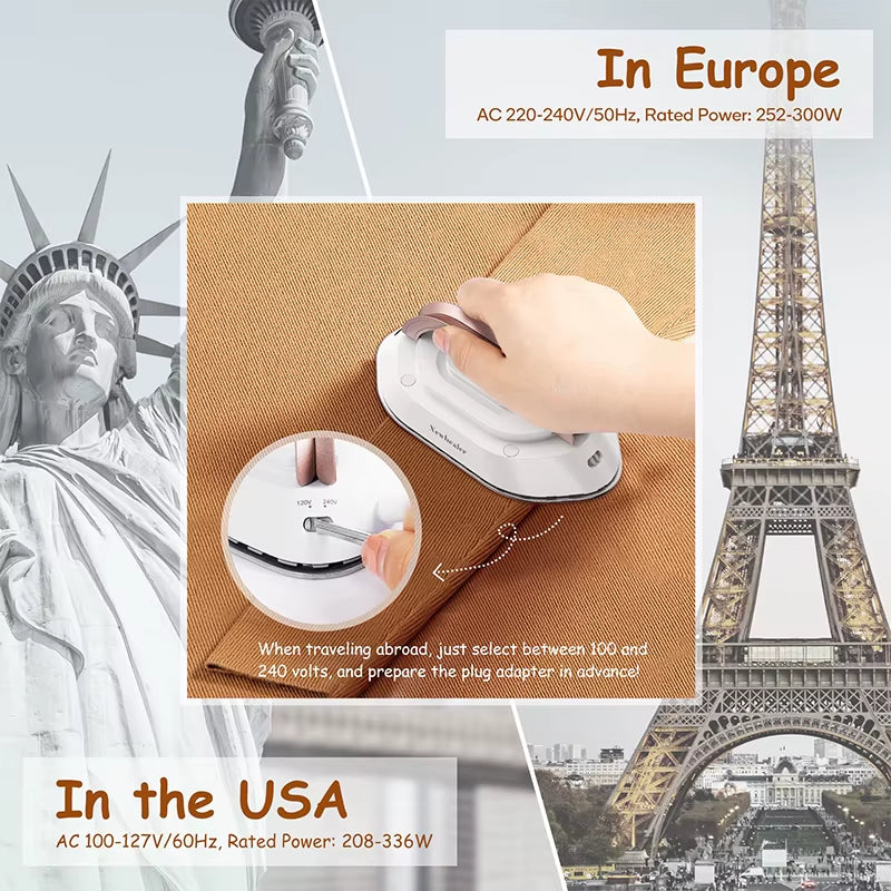 Mini Handheld Travel Iron 120V/220V Lightweight Dry Iron 30S Heat Press Machine Non-Steam Clothes Irons for Home and Travel